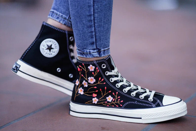Cherry Blossom Branch Converse Embroidery