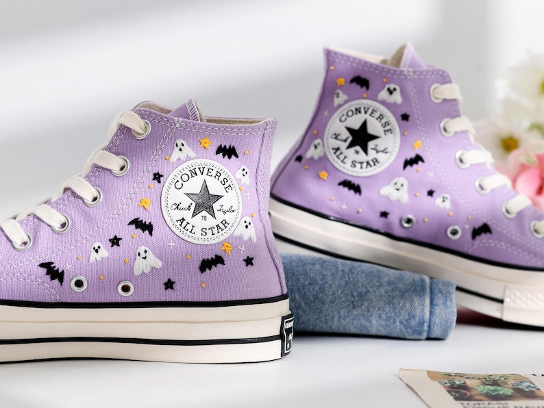 Cute Magic Ghost Embroidered Converse Shoes