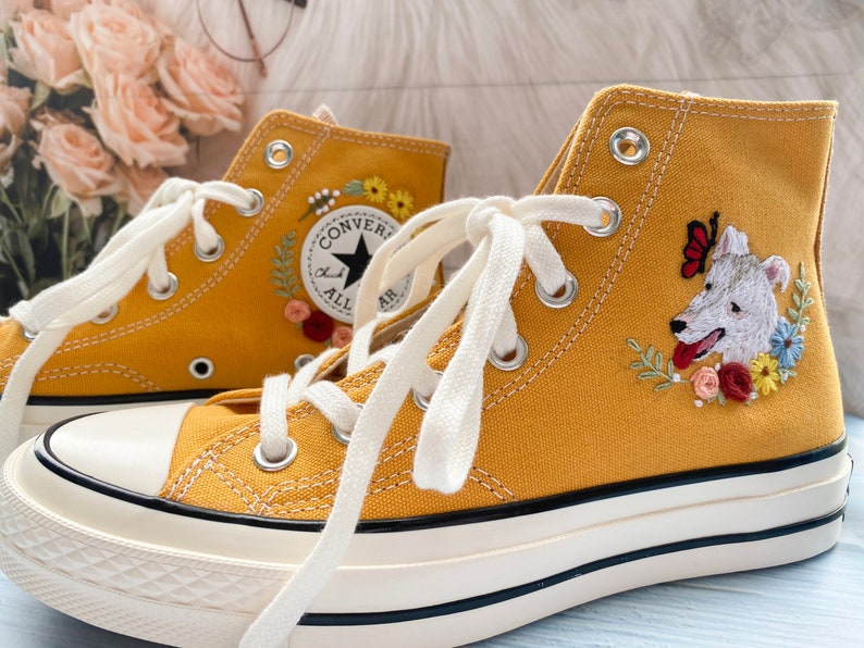 Dog and Butterfly Converse Embroidery