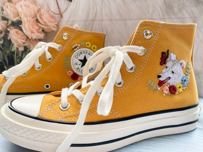Dog and Butterfly Converse Embroidery