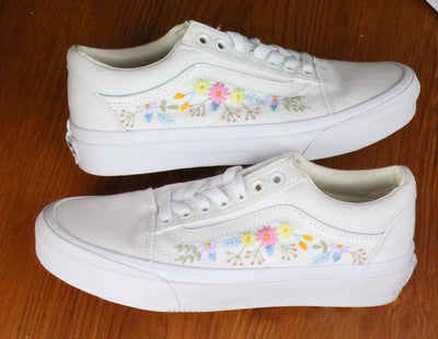 Pastel Wildflower Vans Embroidery