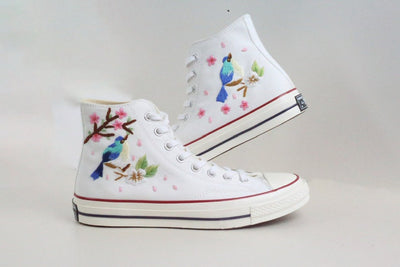 Cherry Blossom Bird Converse Embroidery