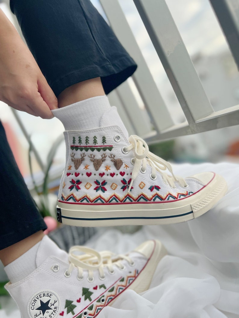 Nordic Reindeer Christmas Converse Embroidery