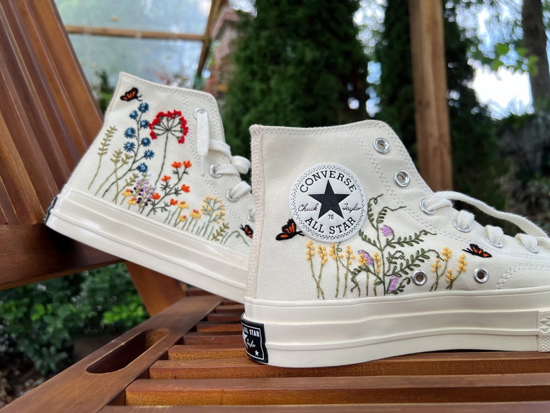 Butterflies and Wildflowers Converse Embroidery