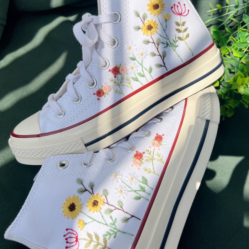 Sunflower & Wildflowers Converse Embroidery