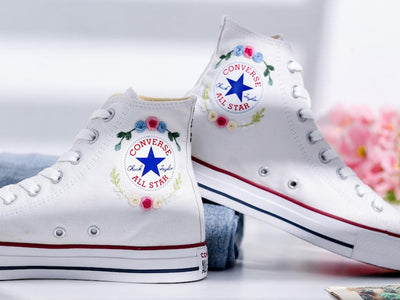 Wedding Flowers Embroidered Converse Shoes