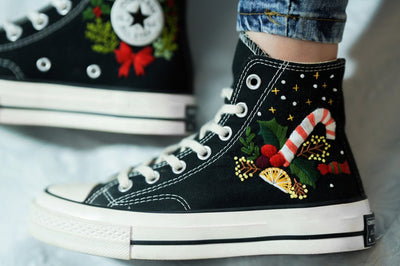 Christmas Wreath Candy Cane Converse Embroidery