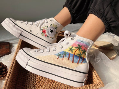 Beach Sunset Converse Embroidery