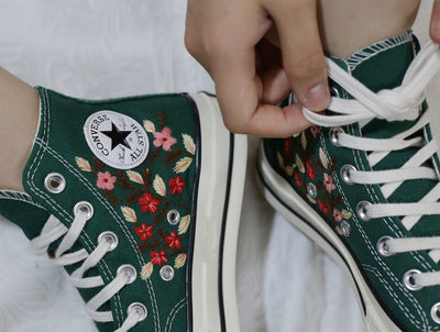 Pug Floral Converse Embroidery
