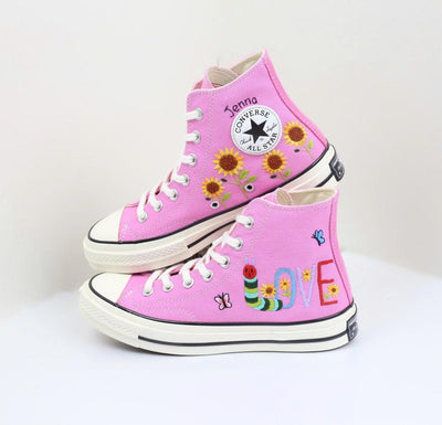 Sunflower Caterpillar Converse Embroidery