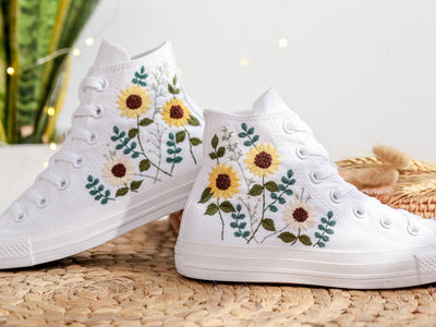 Sunflower Bouquet Converse Embroidery