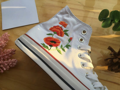 Poppy Flower Converse Embroidery