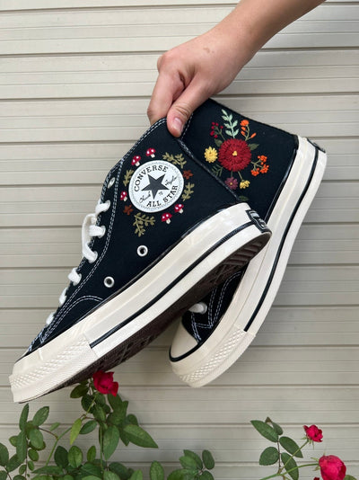 Red Daisy Converse Embroidery