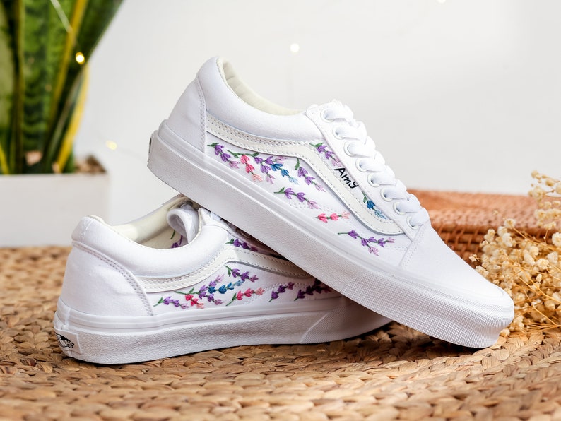 Lavender Pastel Vine Converse Embroidery