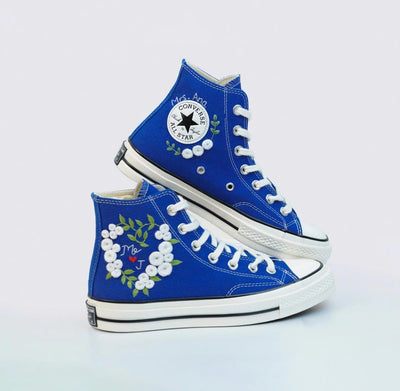 Custom Wedding Converse Embroidered Flower