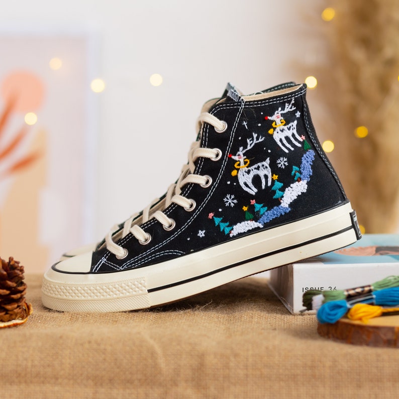 Christmas Reindeer Converse Embroidery