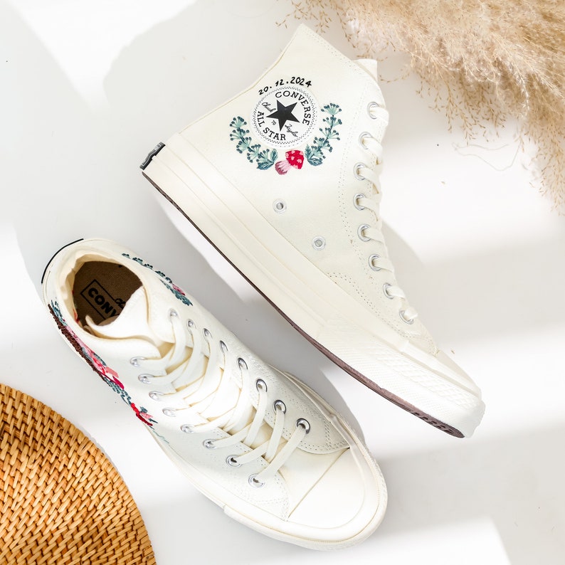 Red Mushroom Embroidered Converse High Top