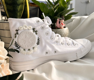 White Roses Wedding Converse Embroidery