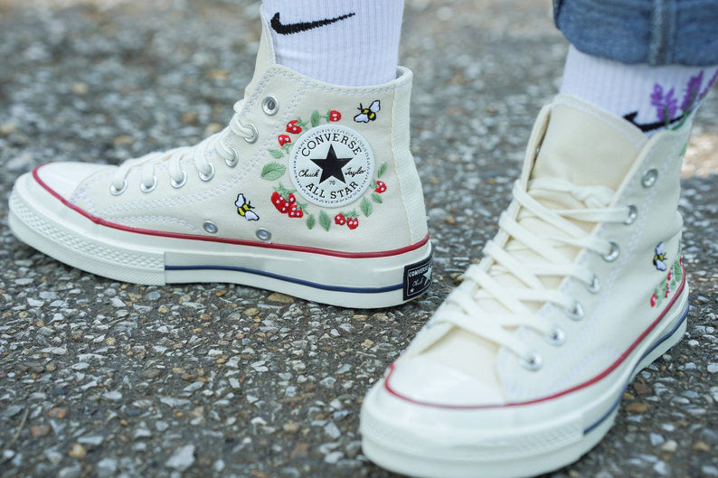 Strawberry Bee Converse Embroidery