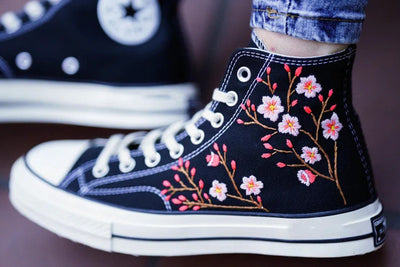 Cherry Blossom Branch Converse Embroidery