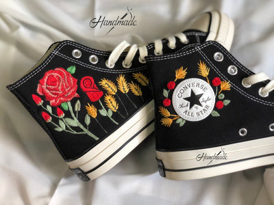 Rose Wheat Wreath Converse Embroidery