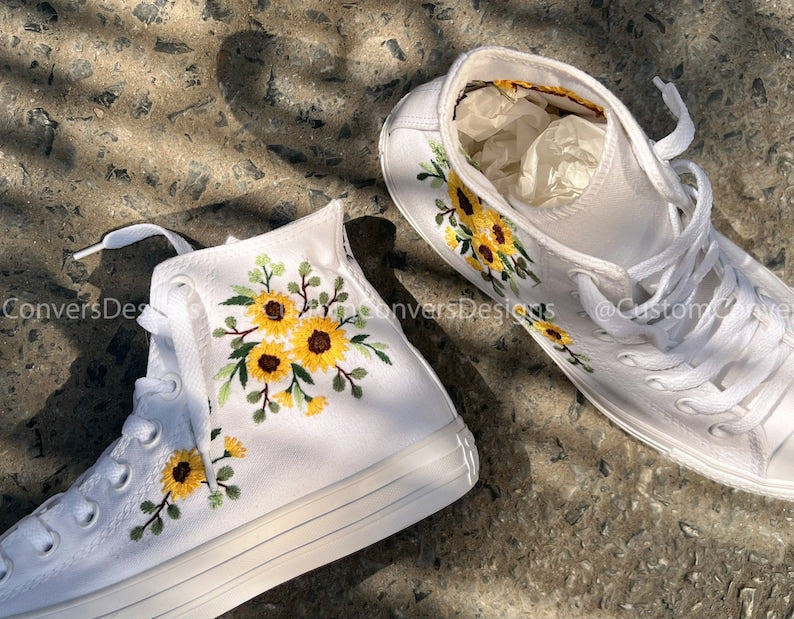 Sunflowers Embroidered Converse