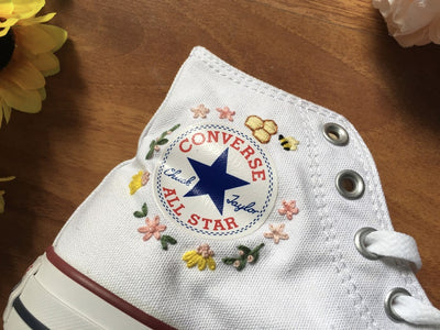 Bee and Flowers Converse Embroidery