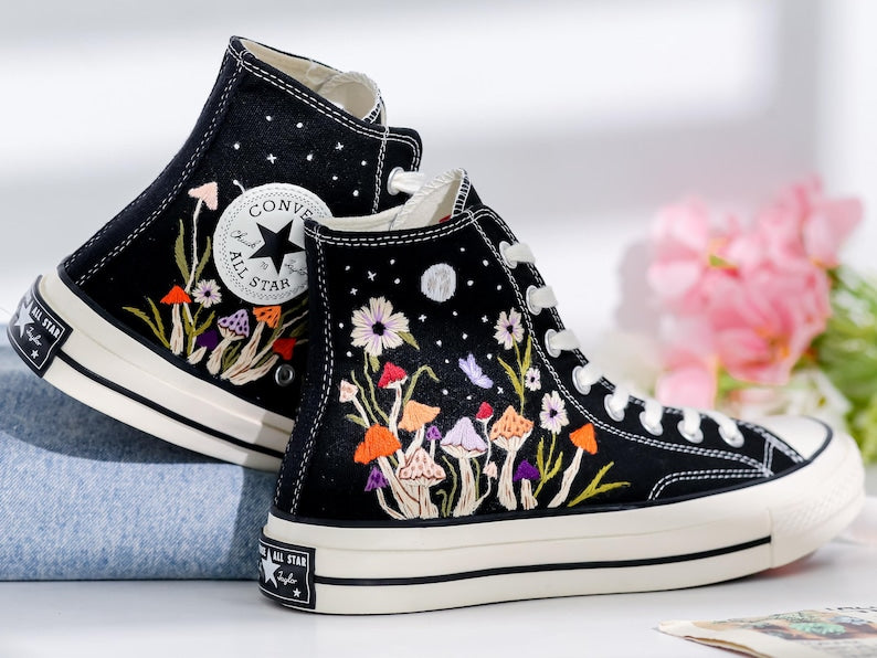 Garden Embroidered Converse Shoes