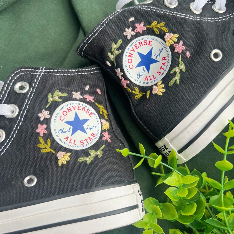 Pastel Wildflowers Converse Embroidery