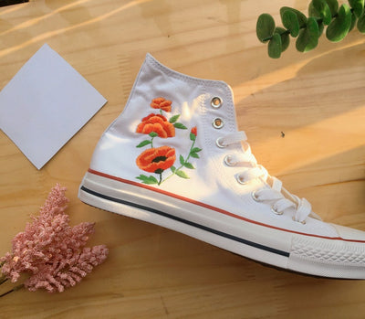 Poppy Flower Converse Embroidery