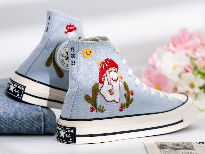 Ghost Embroidered Converse Shoes