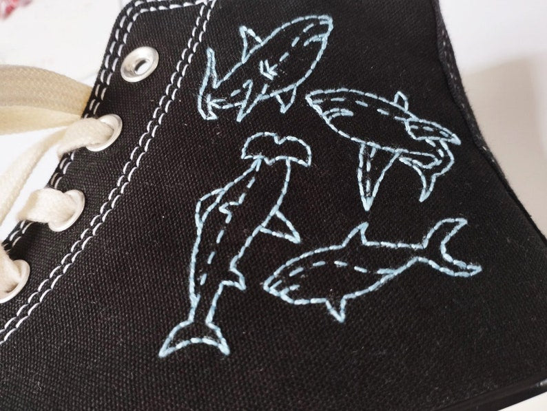 Shark Converse Embroidery