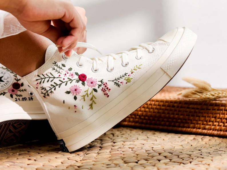 Wedding Flowers Embroidered Converse