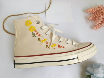 Sunny Daisy & Wildflower Embroidered Converse