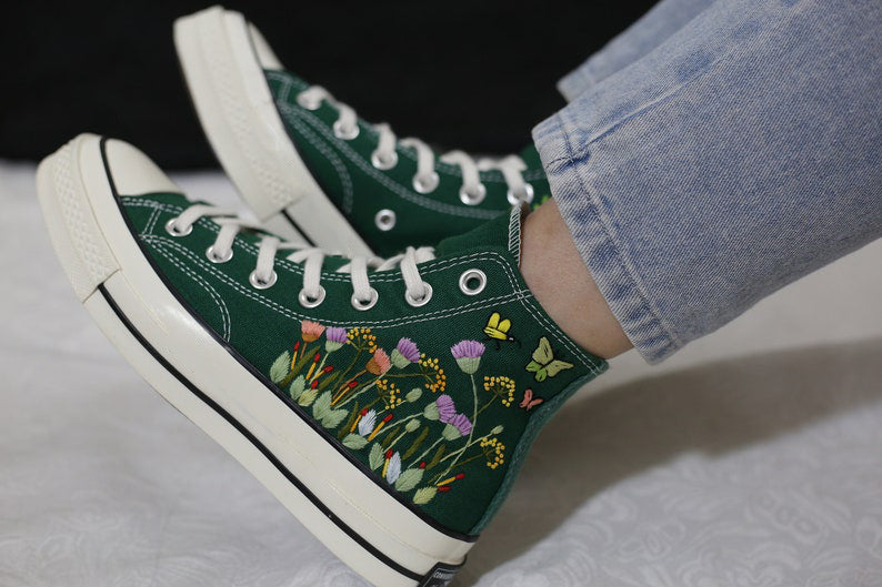 Butterfly Meadow Converse Embroidery