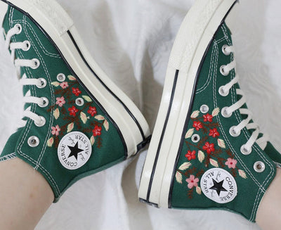Pug Floral Converse Embroidery