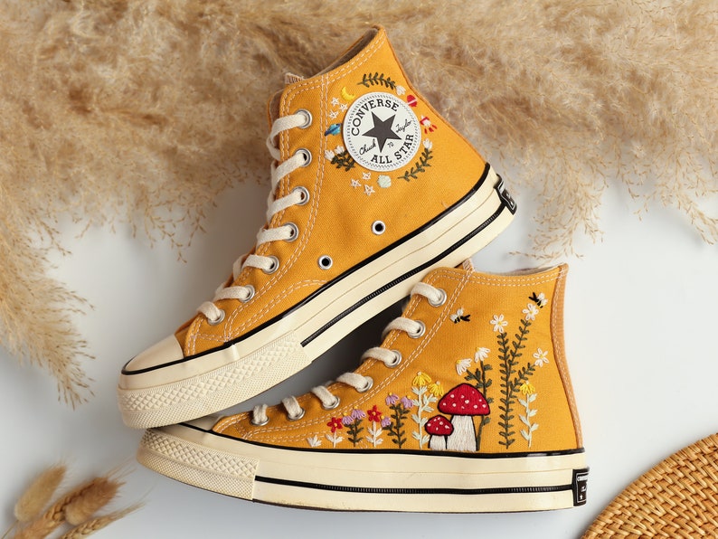 Custom Converse Chuck Taylor Mushrooms Embroidered Converse Shoes High Top