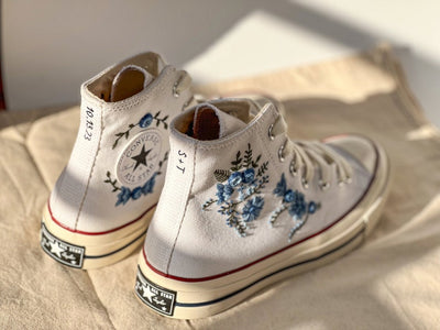 Blue Rose Bouquet Converse Embroidery