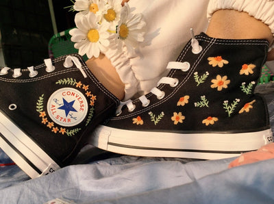 Orange Daisy Converse Embroidery