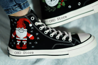 Santa Claus and Reindeer Embroidered Shoes