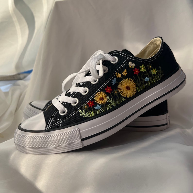 Embroidered Sneakers Sweet Colorful Flower Garden