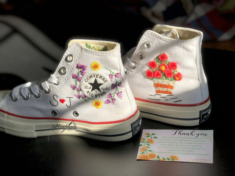 Strawberry Wedding Date Converse Embroidery