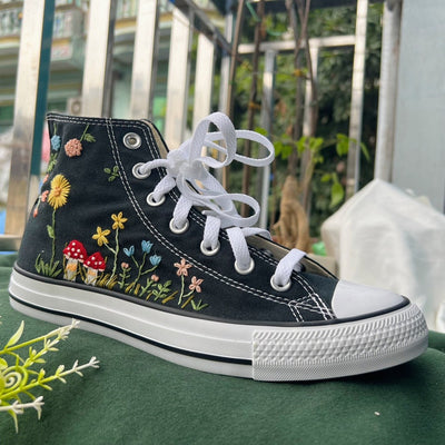 Mushrooms and Dandelions Converse Embroidery