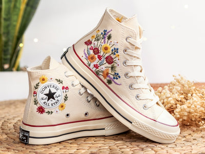 Colorful Wildflower Converse Embroidery