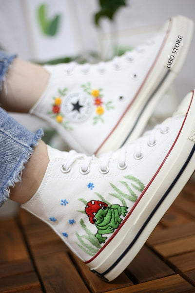 Frog Mushroom Converse Embroidery