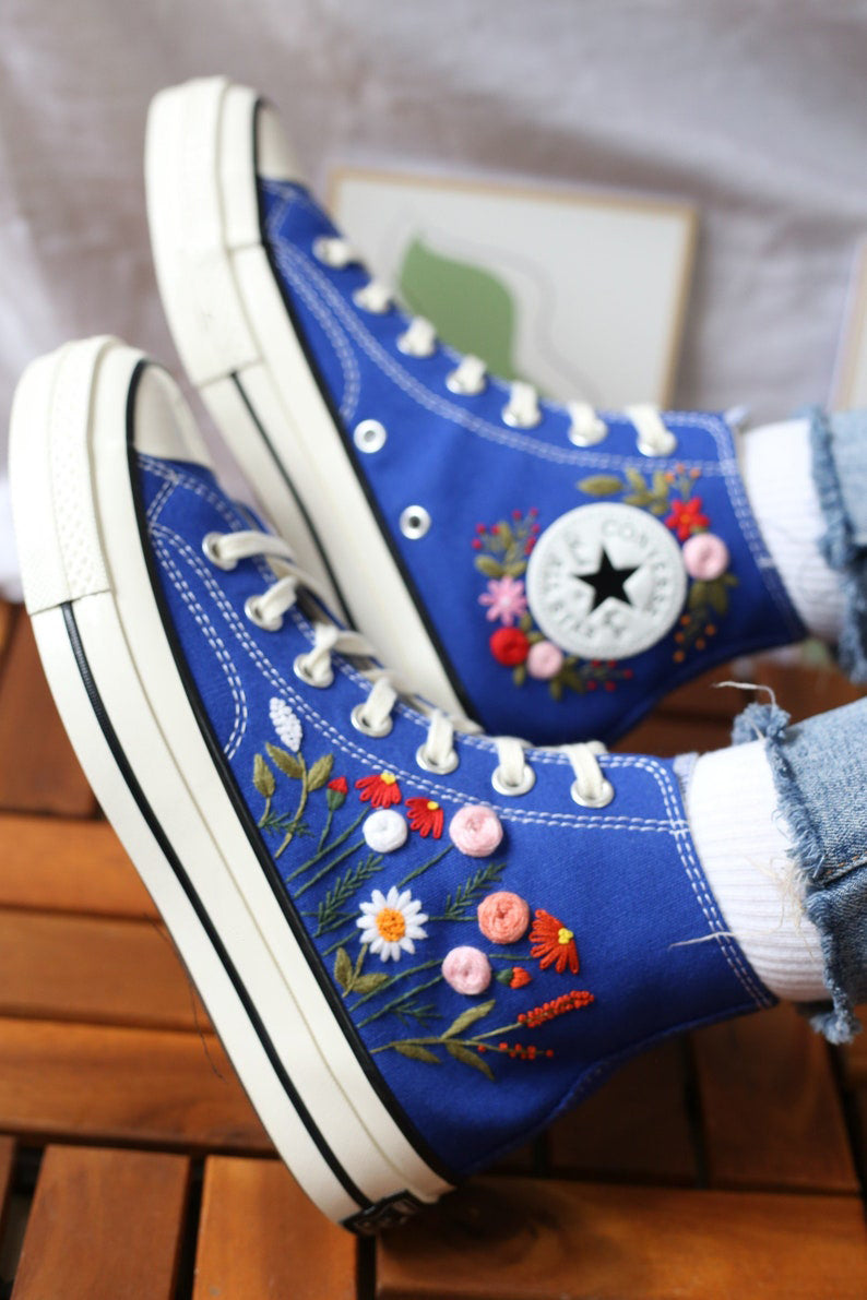 Wildflower Daisy Converse Embroidery