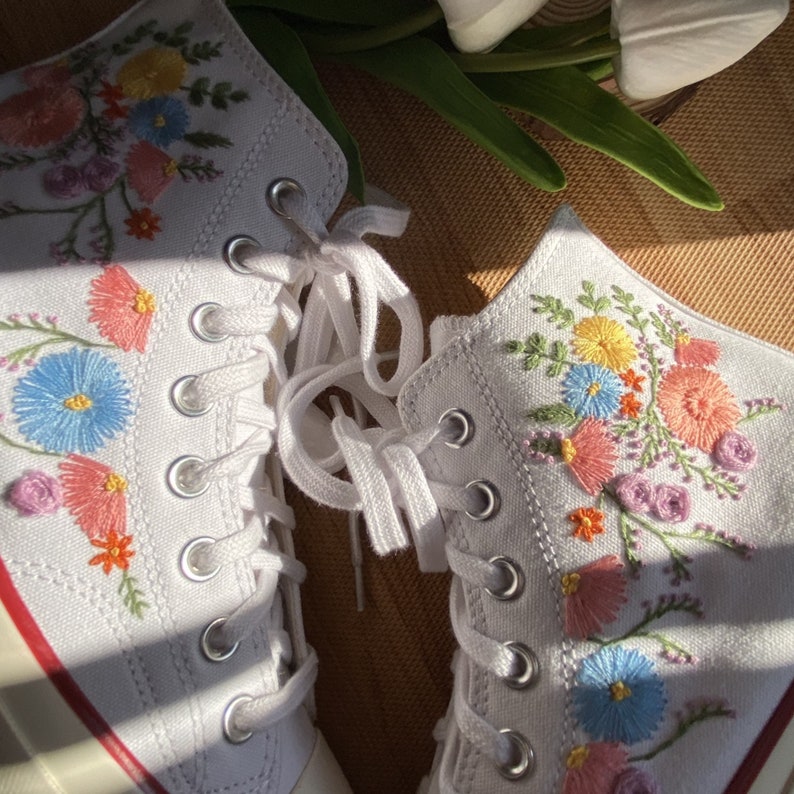 Pastel Wildflower Meadow Converse Embroidery