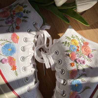Pastel Wildflower Meadow Converse Embroidery