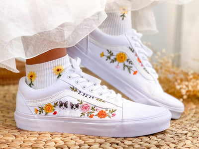 Cat Rose Wedding Converse Embroidery