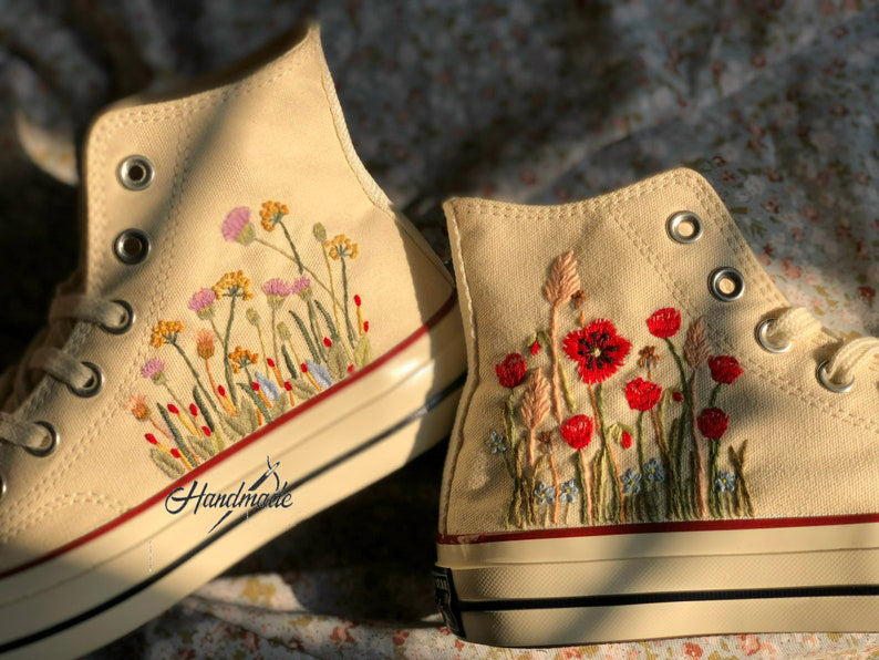 Poppy Meadow Converse Embroidery
